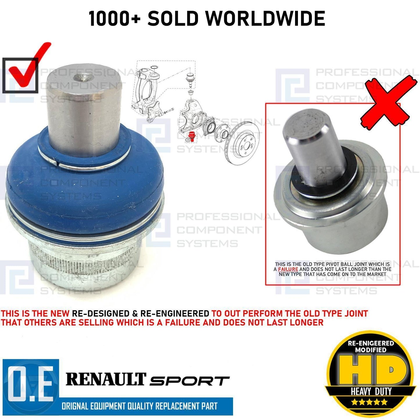 FOR RENAULT MEGANE SPORT RS250 RS265 RS275 FRONT LOWER PIVOT BALL JOINTS LINKS