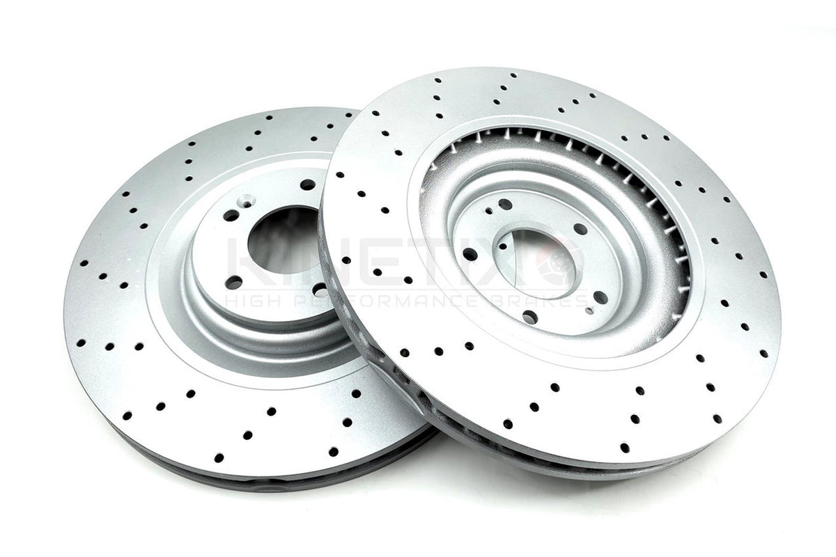 FOR HYUNDAI I30 N KONA N 2.0 N 2021- DRILLED FRONT BRAKE DISCS APEC PADS 360mm