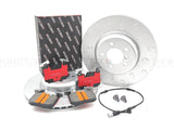FITS BMW 3/4 SERIES F3x M SPORT J GROOVED FRONT BRAKE DISCS PADS & SENSOR 370mm