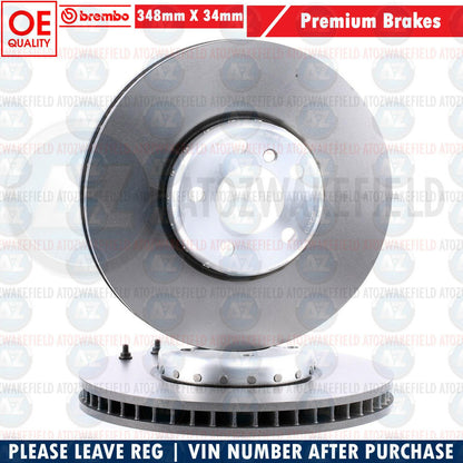 FOR BMW 535d M SPORT F10 F11 FRONT BREMBO HIGH CARBON BRAKE DISCS PADS WIRE 348m