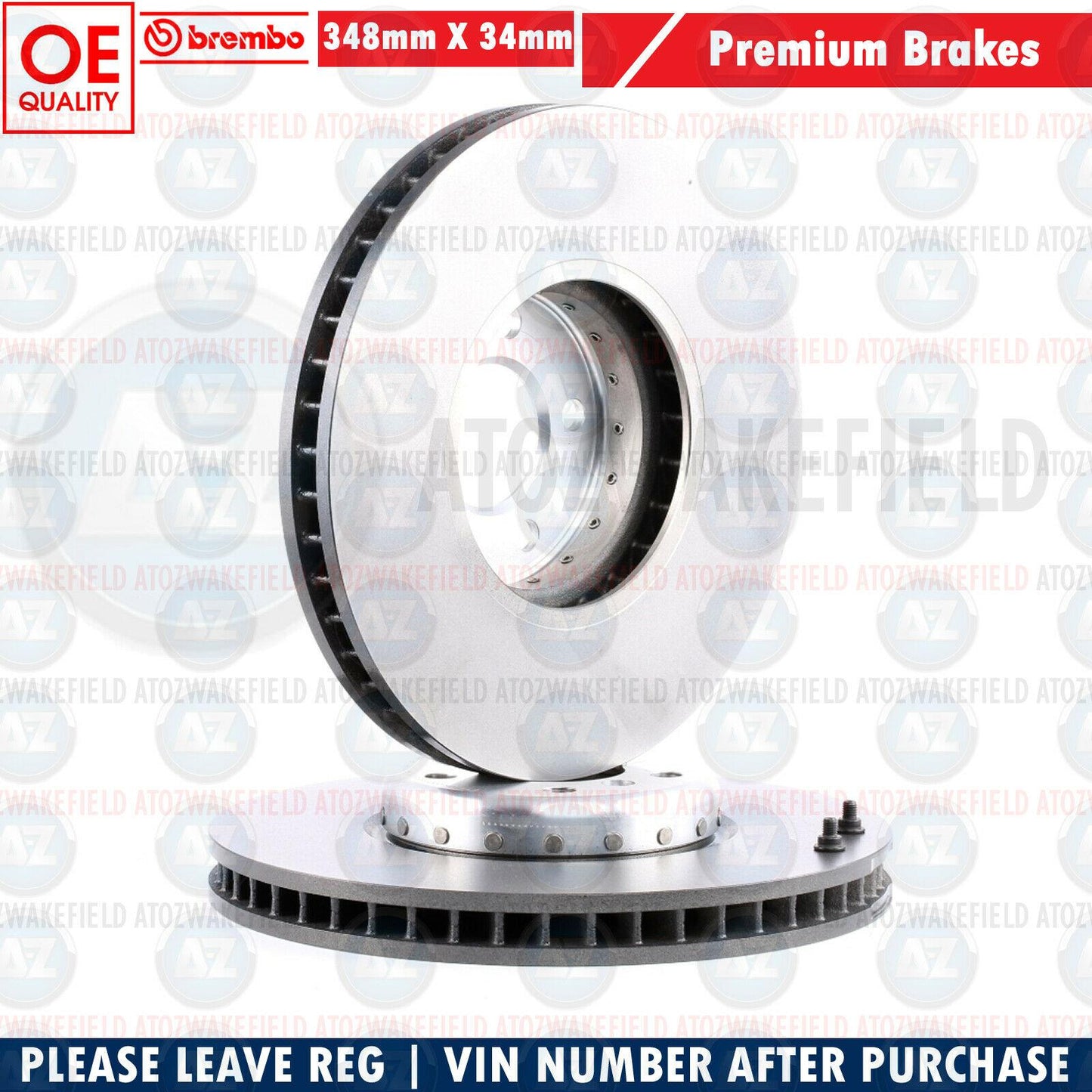 FOR BMW 535i F10 F11 M SPORT FRONT GENUINE BREMBO BRAKE DISCS PAIR 348mm