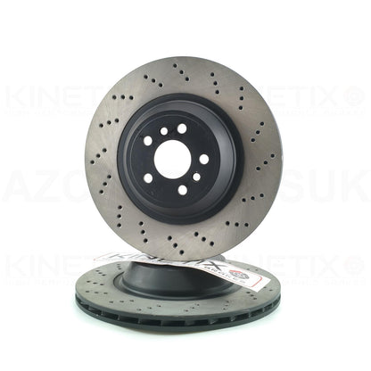 FOR BMW X3 M F97 X4 M F98 Competition CROSS DRILLED REAR LEFT RIGHT BRAKE DISCS PAIR 370mm