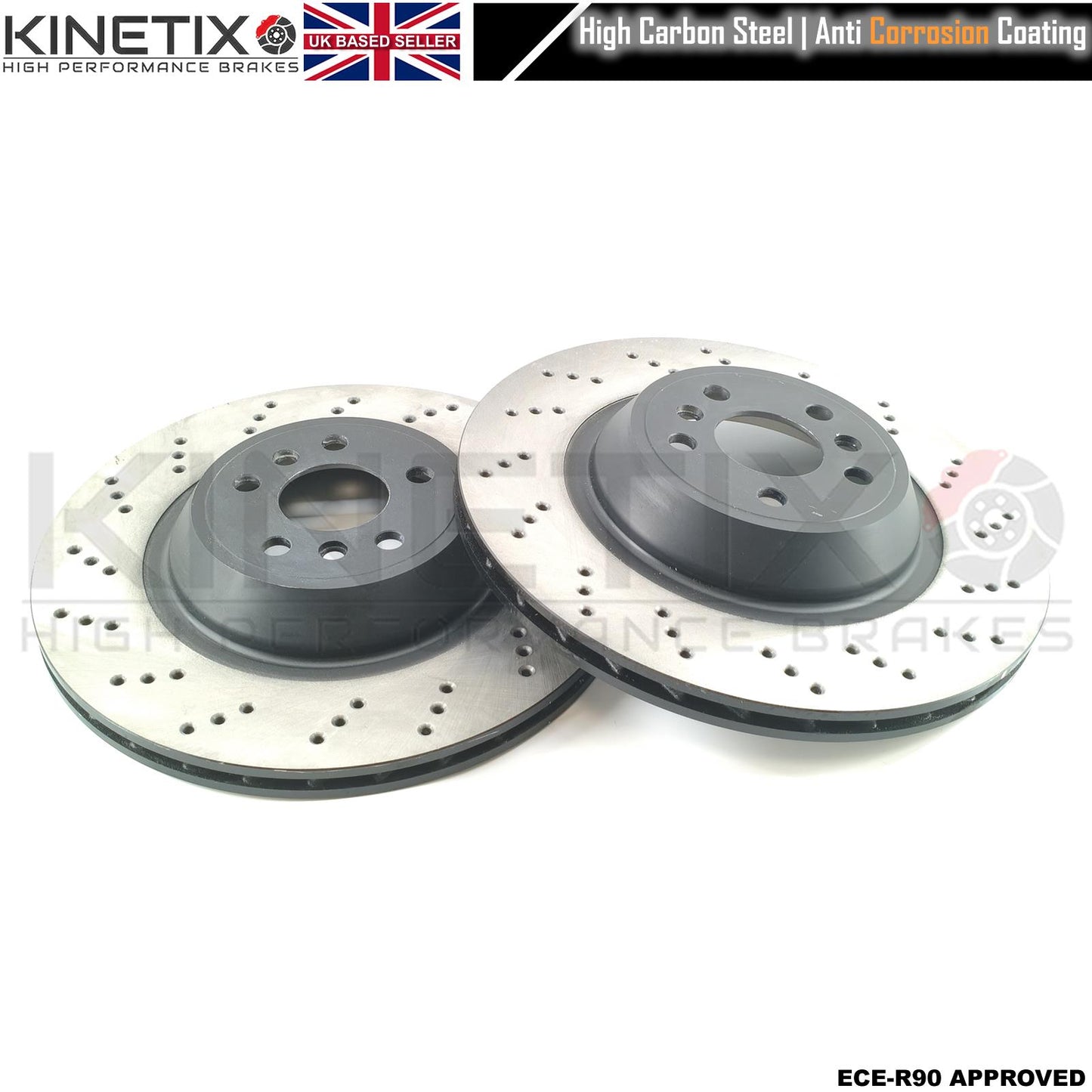 FOR BMW X3 M F97 X4 M F98 Competition CROSS DRILLED REAR LEFT RIGHT BRAKE DISCS PAIR 370mm