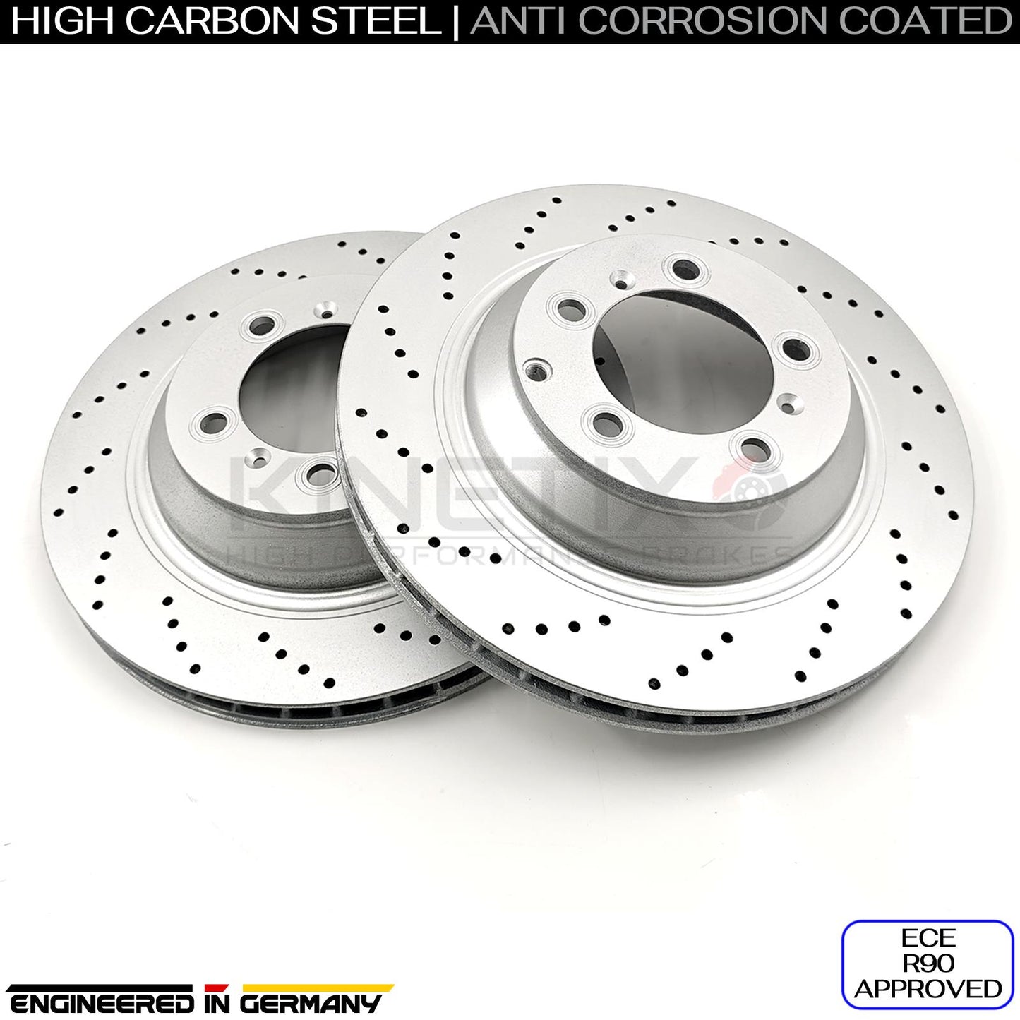FOR AUDI E-TRON GT PORSCHE CAYENNE TAYCAN DRILLED REAR BRAKE DISCS PADS 358mm
