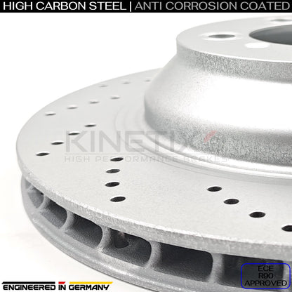 FOR AUDI E-TRON GT PORSCHE CAYENNE TAYCAN DRILLED REAR BRAKE DISCS PADS 358mm