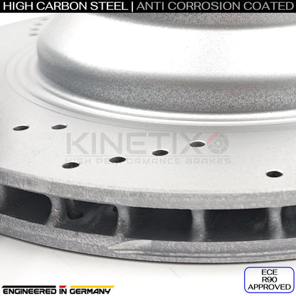 FOR AUDI E-TRON GT PORSCHE CAYENNE TAYCAN DRILLED REAR BRAKE DISCS PADS 358mm