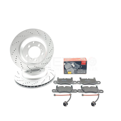 FOR AUDI E-TRON GT PORSCHE CAYENNE TAYCAN DRILLED REAR BRAKE DISCS PADS 358mm
