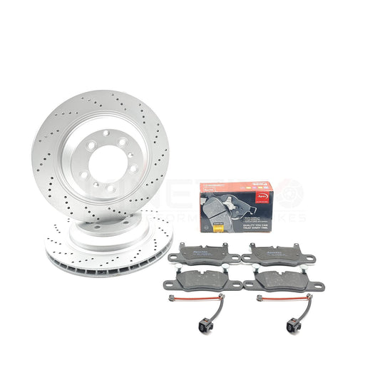 FOR AUDI E-TRON GT PORSCHE CAYENNE TAYCAN DRILLED REAR BRAKE DISCS PADS 358mm