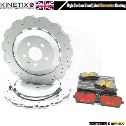 FOR AUDI RS6 C7 REAR WAVEY BRAKE DISC PADS SENSOR 356mm x 22mm 4G0615601E