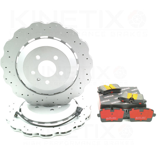 FOR AUDI RS6 C7 REAR WAVEY BRAKE DISC PADS SENSOR 356mm x 22mm 4G0615601E