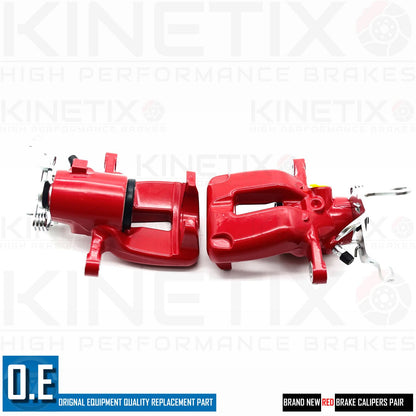 2 REAR BRAKE CALIPER RED POWDER COATED FOR VW GOLF GTI MK5 MK6 SOLID DISCS
