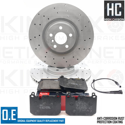 FOR BMW 128ti M135i M235i F39 F40 F44 DRILLED FRONT BRAKE DISCS PADS WIRE 360mm