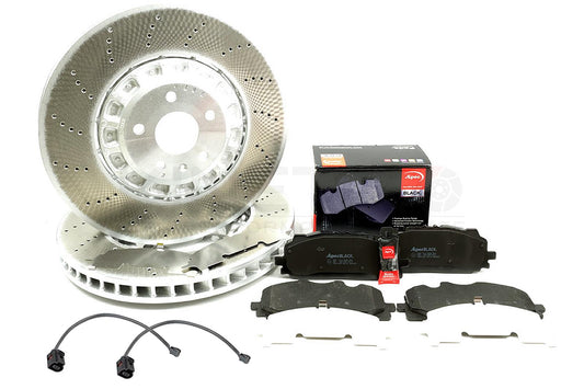 FOR AUDI RSQ3 RS Q3 F3 FRONT BRAKE DISCS APEC BLACK PADS WIRES 375mm 4M0615301BJ
