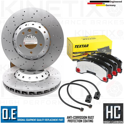 FOR PORSCHE CAYENNE 3.6 4.8 GTS TURBO FRONT BRAKE DISCS TEXTAR PADS WIRES 390mm