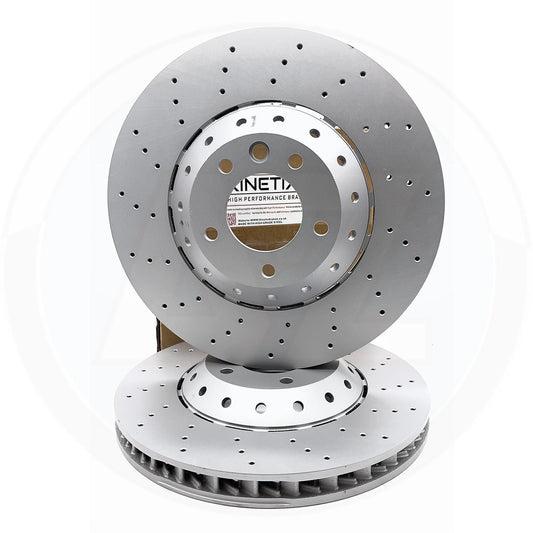 FOR PORSCHE CAYENNE 4.8 GTS FRONT DRILLED PERFORMANCE BRAKE DISCS PAIR 390mm
