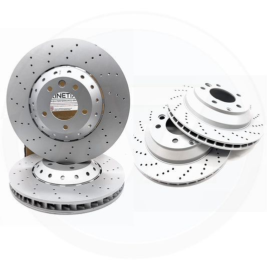 FOR PORSCHE CAYENNE 4.8 S CROSS DRILLED FRONT REAR BRAKE DISCS 390mm 358mm