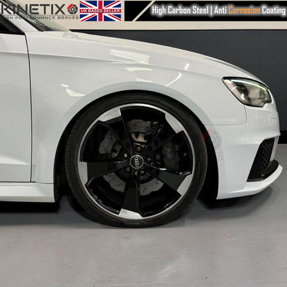 FOR AUDI RS3 8V 2015-2020 WAVEY WAVED FRONT BRAKE DISCS & BREMBO BRAKE PADS 370mm X 34mm 8V0615301S 8V0615301C 8V0615301P