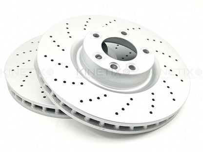 FOR VW TOUAREG 5.0 V10 TDI 2002-10 DRILLED FRONT BRAKE DISCS PADS SENSORS 368mm