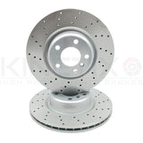 FOR BMW 430d M SPORT FRONT REAR CROSS DRILLED BRAKE DISCS MINTEX PADS SENSORS