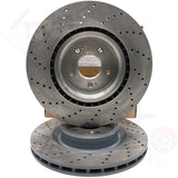 FOR KIA STINGER 3.3 T-GDI 17- FRONT CROSS DRILLED BRAKE DISCS PADS 350mm