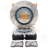 FOR KIA STINGER 3.3 T-GDI 17- FRONT CROSS DRILLED BRAKE DISCS PADS 350mm