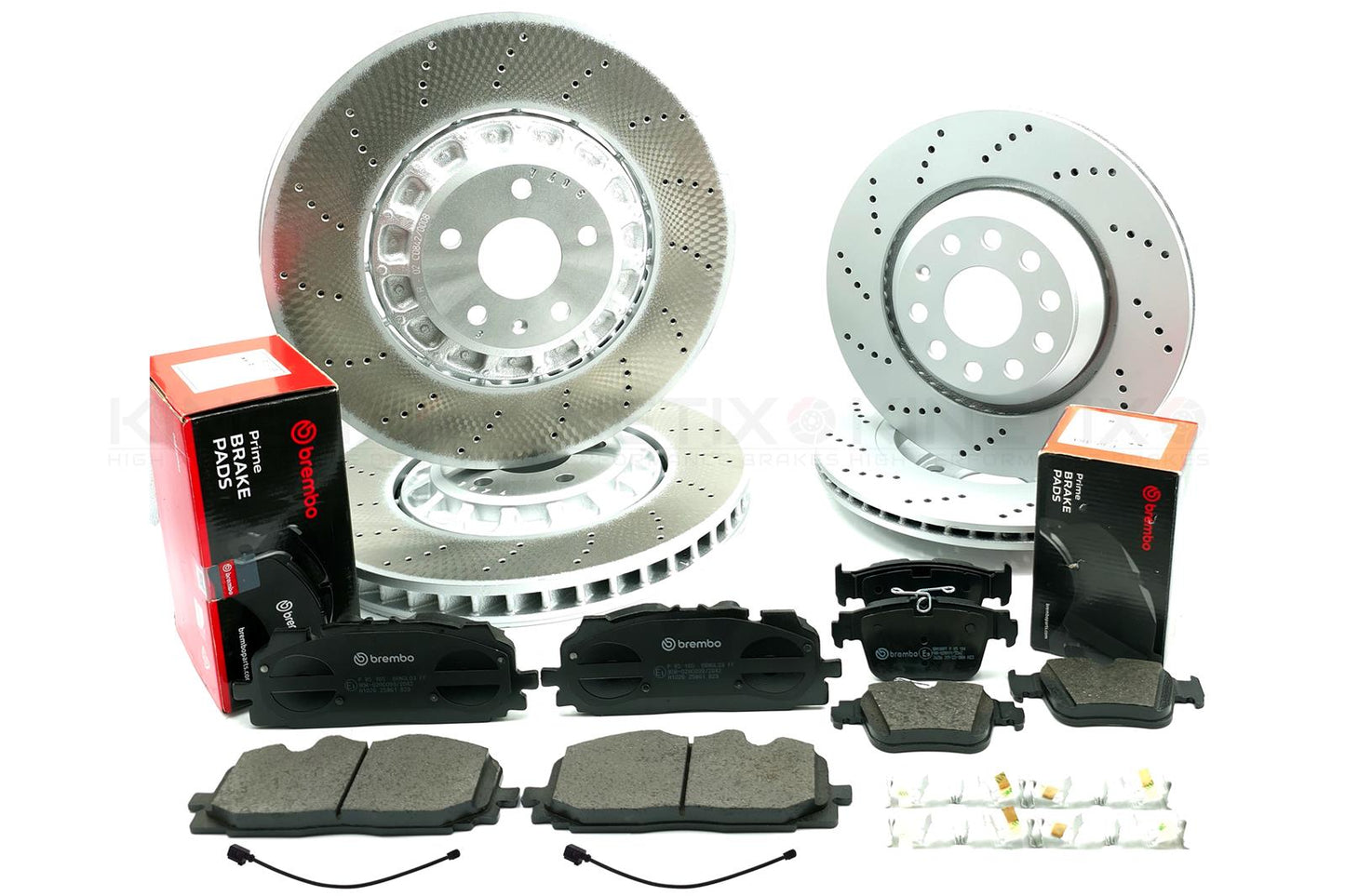 FOR AUDI RS3 8Y DRILLED FRONT REAR BRAKE DISCS BREMBO PADS SENSORS 375mm 310mm
