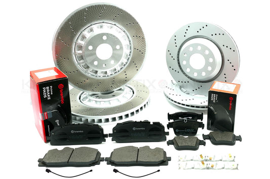 FOR AUDI RS3 8Y DRILLED FRONT REAR BRAKE DISCS BREMBO PADS SENSORS 375mm 310mm