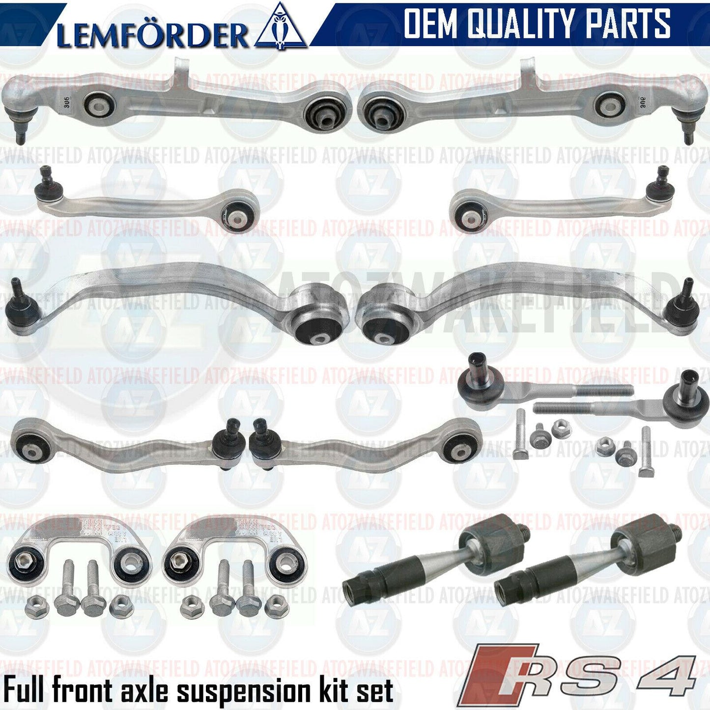 FOR AUDI RS4 B7 FRONT UPPER LOWER SUSPENSION WISHBONE CONTROL ARM KIT LEMFORDER