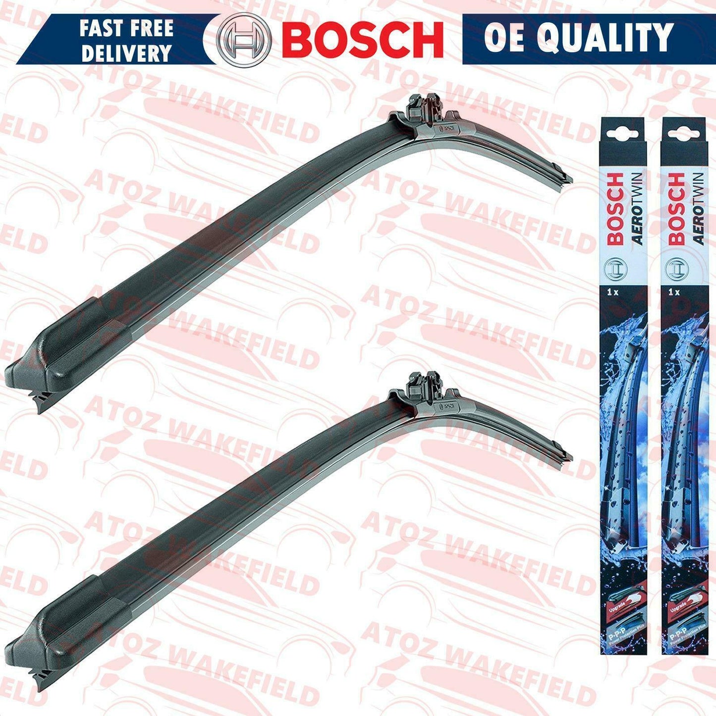 Audi BMW Mini Jaguar Bosch Aero twin Front Windscreen Wiper Blades 20" 22" Pair