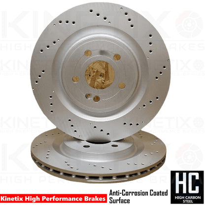 FITS MERCEDES A45 S CLA 45S GLA 45S DRILLED PERFORATED REAR BRAKE DISCS PAIR