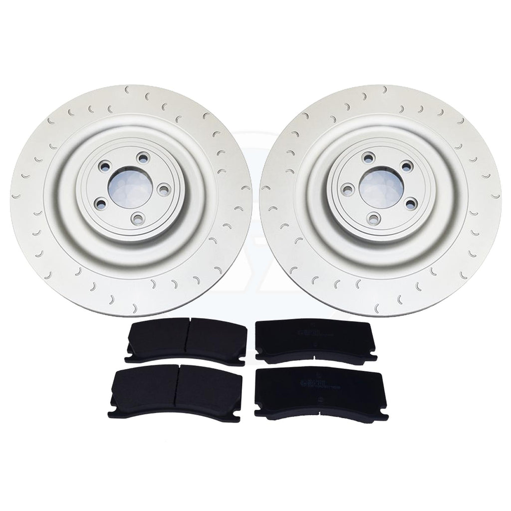 FOR JAGUAR XKR XKR-S 5.0 V8 GROOVED REAR BRAKE DISCS PADS 350mm (ALCON) 2006-