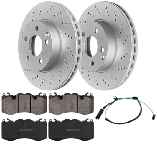 FOR RANGE ROVER 4.4D 5.0 V8 L322 DRILLED FRONT BRAKE DISCS PADS SENSOR 380mm