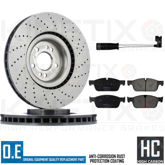 FOR MERCEDES ML63 AMG FRONT DRILLED COATED BRAKE DISCS PADS WIRE SENSOR 375mm