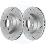 FOR VW ID.4 ID.5 ID.7 CROSS DRILLED PERFORMANCE FRONT BRAKE DISCS PAIR 340mm