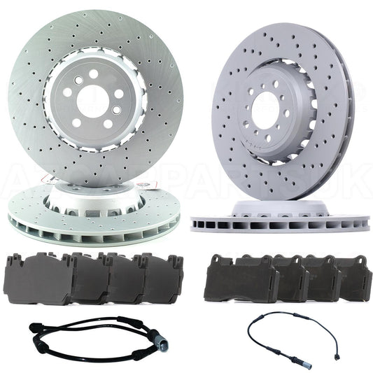 BMW M2 CS (F87) FRONT REAR LEFT RIGHT CROSS DRILLED BRAKE DISCS PADS & WEAR WIRE SENSOR LEADS 400mm 380mm 34 11 8 072 017 | 34 11 8 072 018 | 34118072017 | 34118072018 | 34118072019 | 34118072020 | 34 11 8 072 019 | 34 11 8 072 020