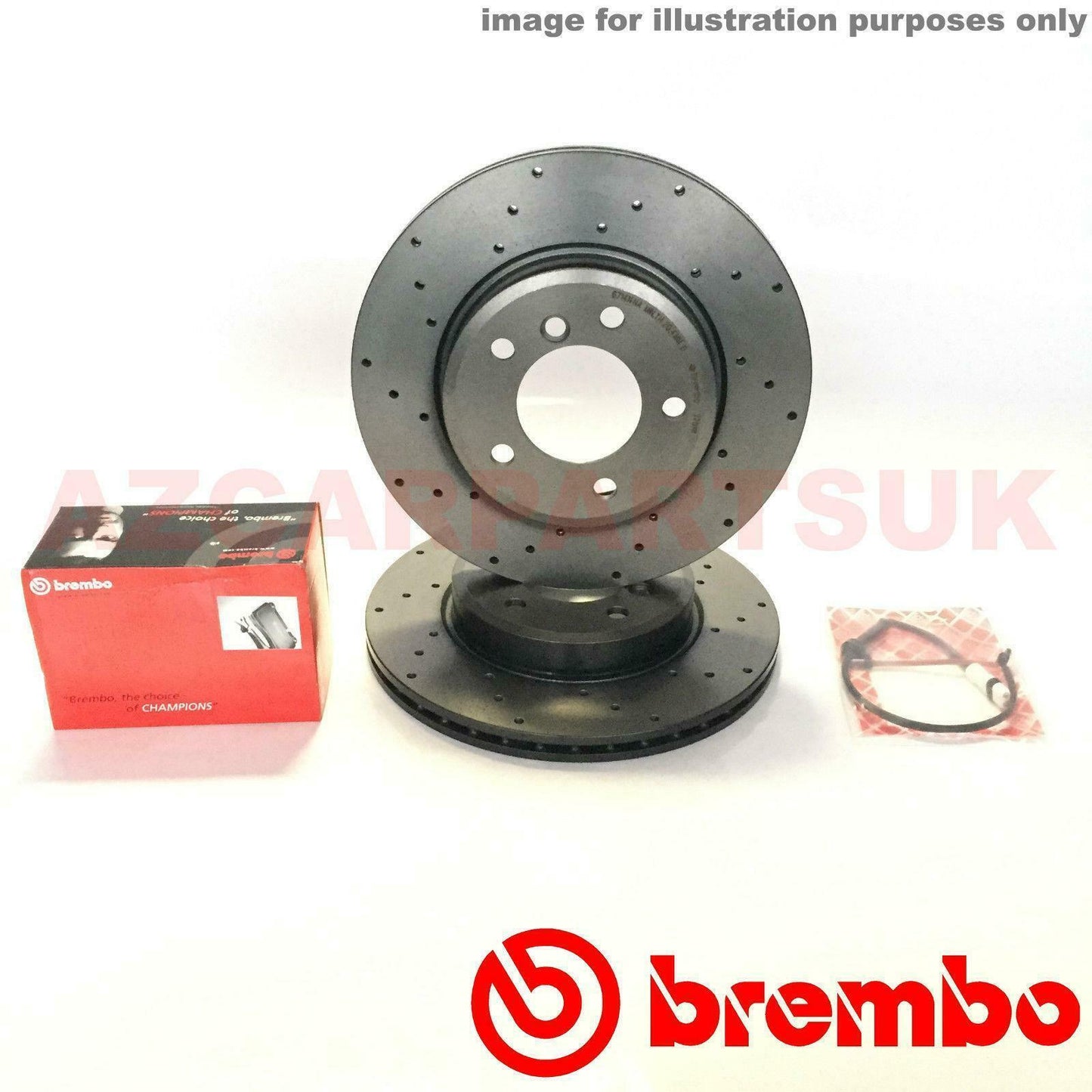 FOR Bmw Mini One/D/Cooper + S -06 Front Drilled Brembo Brake Discs Pads + Sensor