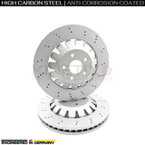 FOR AUDI RS3 8P 11-12 FRONT REAR CROSS DRILLED BRAKE DISCS 370mm 310mm FR RR