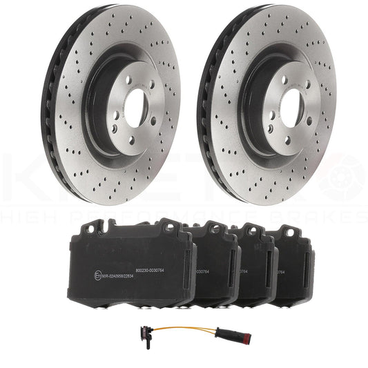 FOR MERCEDES S-CLASS W221 AMG FRONT HIGH CARBON BRAKE DISCS PADS WEAR WIRE 350mm