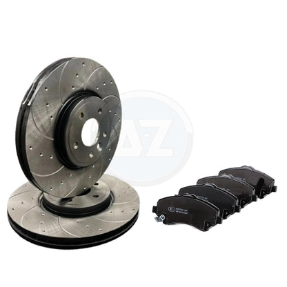 FOR JEEP WRANGLER (JK) 2.8 CRD 3.6 V6 3.8 DRILLED GROOVED FRONT BRAKE DISCS PADS