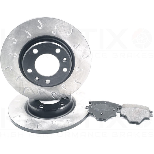 FOR PEUGEOT 308 GTI 1.6 GTi 250/270 J GROOVED REAR BRAKE DISCS PADS 268mm X 12mm
