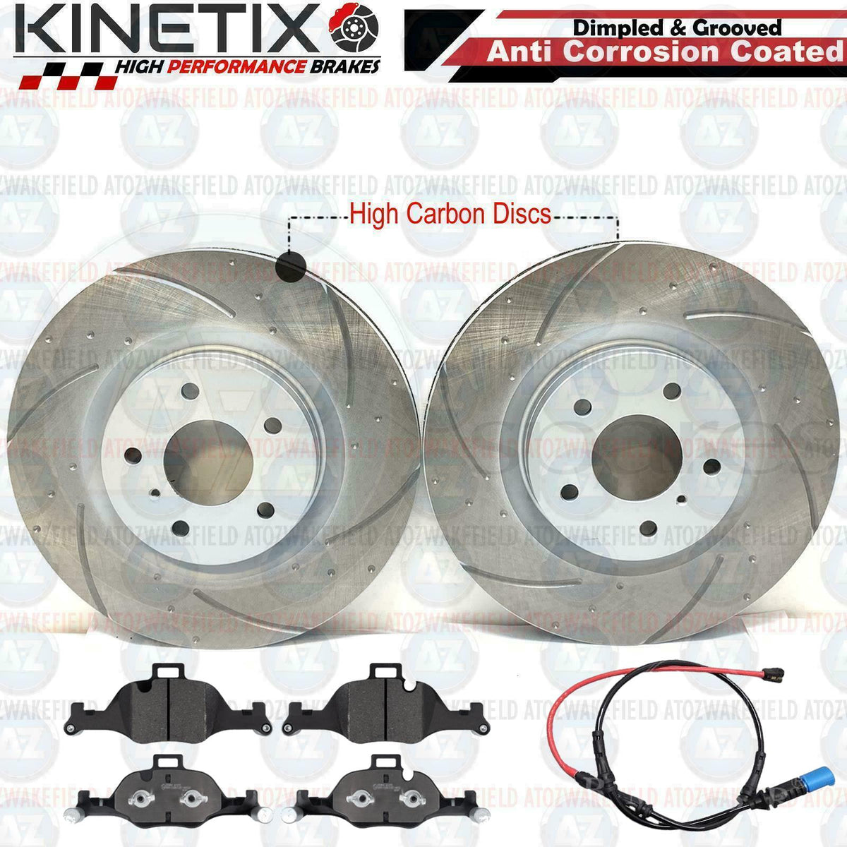FOR BMW X5 30d G05 M SPORT FRONT DIMPLED GROOVED BRAKE DISCS PADS WIRE 348mm