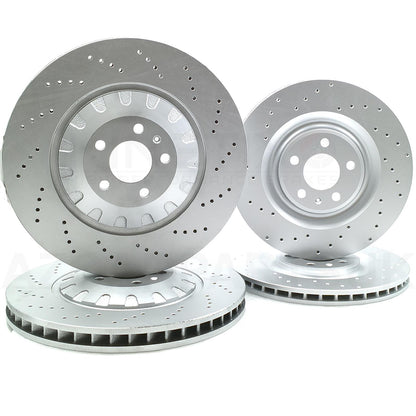 FOR AUDI S6 S7 S8 SQ7 SQ8 FRONT & REAR CROSS DRILLED BRAKE DISCS ONLY 400m 350m