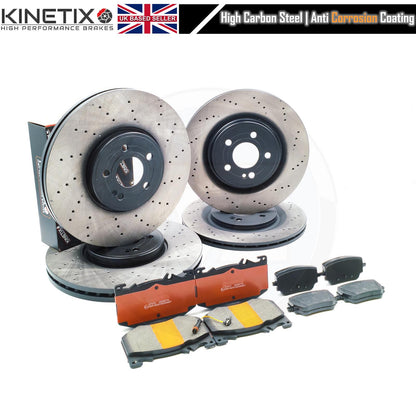 FOR MERCEDES A35 AMG 2018- DRILLED FRONT REAR BRAKE DISCS PADS 350mm 330mm FR/RR