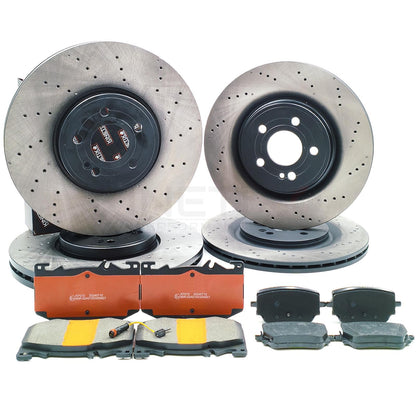 FOR MERCEDES A35 AMG 2018- DRILLED FRONT REAR BRAKE DISCS PADS 350mm 330mm FR/RR