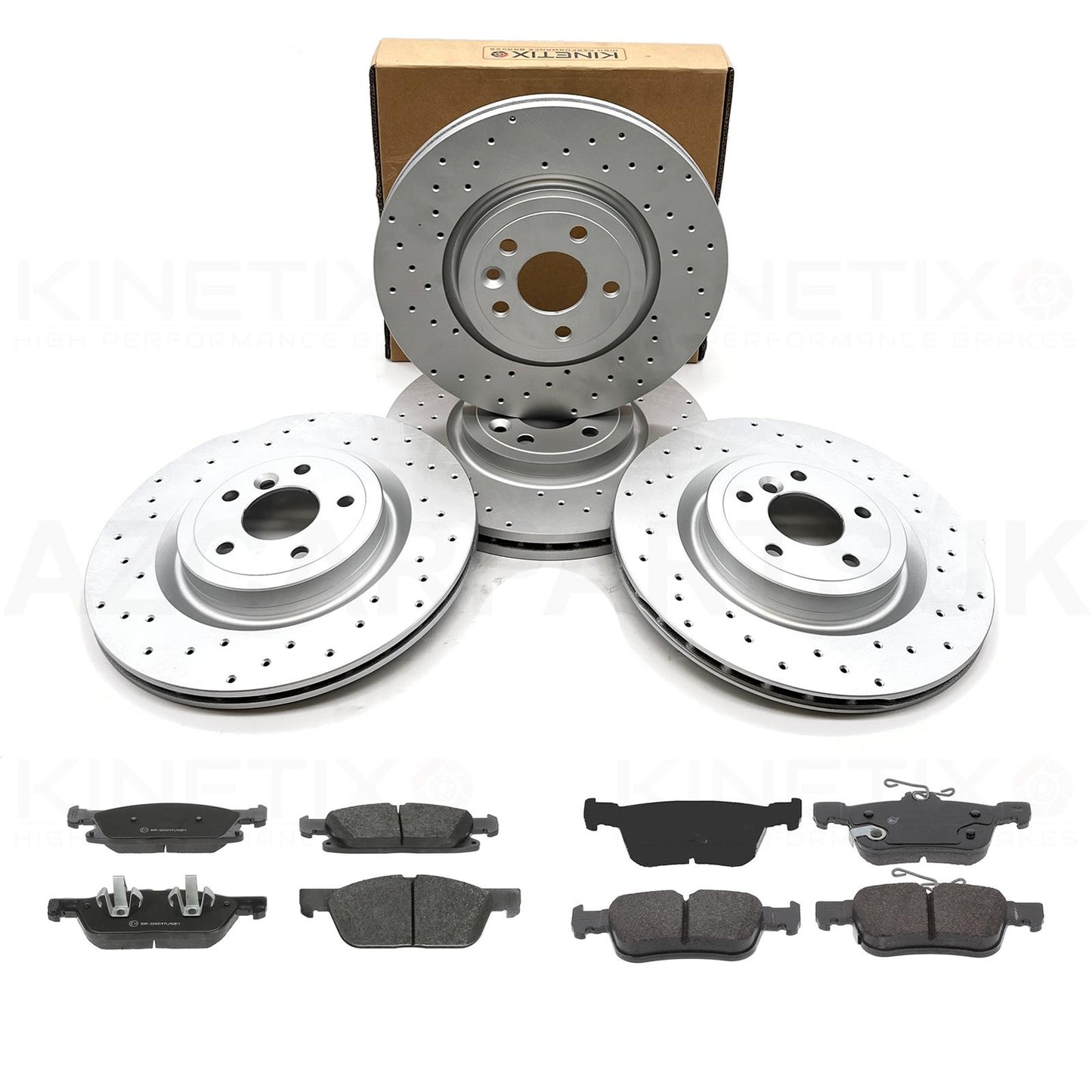 FITS FORD FOCUS ST MK4 2.3 ECOBOOST CROSS DRILLED FRONT REAR BRAKE DISCS PADS 330mm 302mm