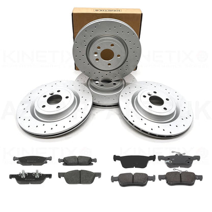 FITS FORD FOCUS ST MK4 2.3 ECOBOOST CROSS DRILLED FRONT REAR BRAKE DISCS PADS 330mm 302mm