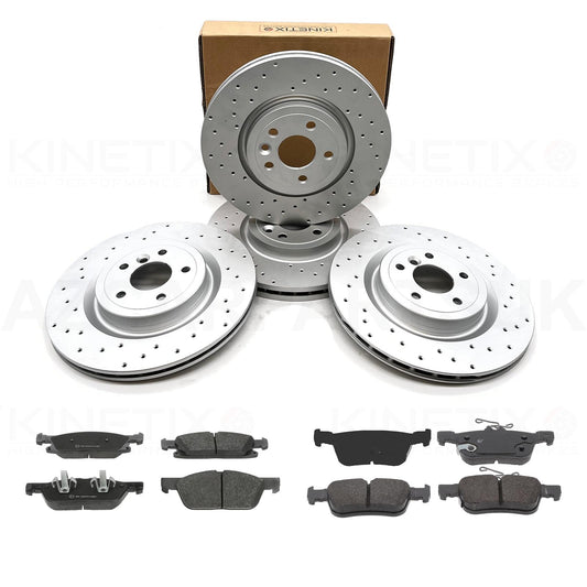 FITS FORD KUGA 2.5 Duratec 2019- CROSS-DRILLED FRONT REAR BRAKE DISCS PADS 330mm 302mm