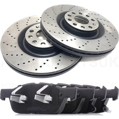 FITS FORD KUGA 2.5 Duratec 2019- CROSS DRILLED FRONT BRAKE DISCS OEQ+ PADS 330mm