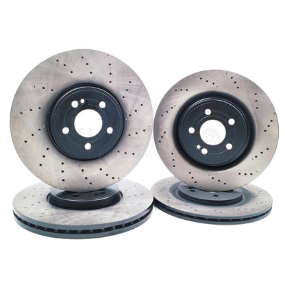 FOR MERCEDES A35 AMG 2018- DRILLED FRONT REAR BRAKE DISCS PADS 350mm 330mm FR/RR