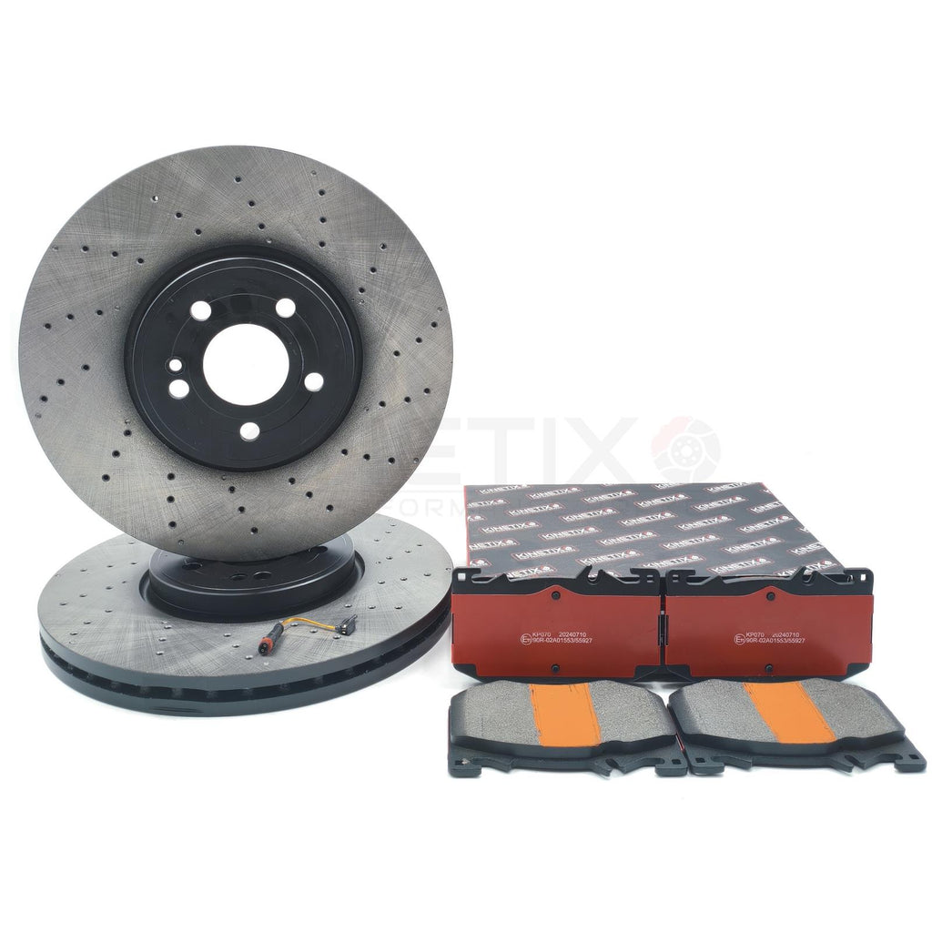 FOR MERCEDES A35 AMG 2018- HIGH CARBON FRONT BRAKE DISCS PADS SENSOR 350mm